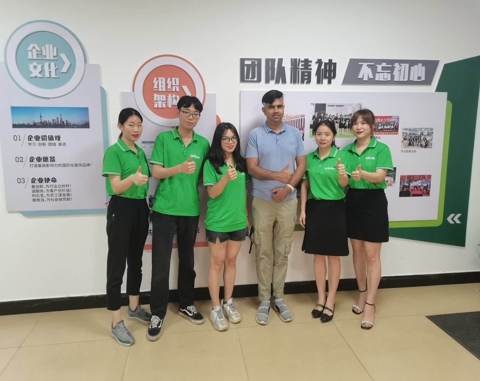A customer from India with the team in the company office